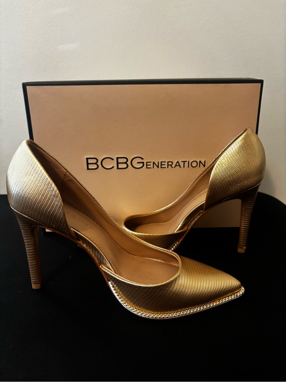 BCBGeneration Metallic Gold Pointed-Toe Stiletto Pumps